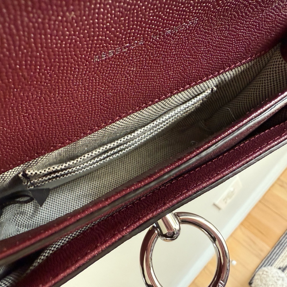 Rebecca Minkoff Jean Crossbody Chain Strap Mini Purse in Burgundy - Picture 14 of 16
